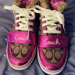 Coach womens Pink and Brown Sneakers size 8.5